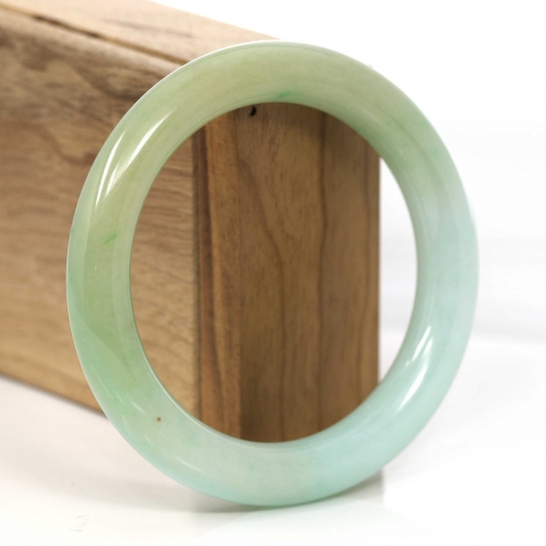 Yellow Blue- Green Jadeite Jade Round Bangle Bracelet (57.61 mm) #918