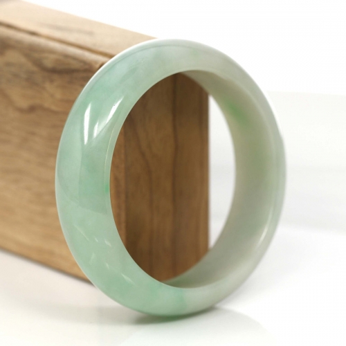 Classic Green Natural Jadeite Jade Wider Collectible Bangle Bracelet (59.61 mm) #793